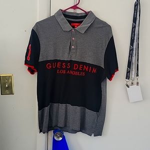 Guess los Angeles Black grey and red polo shirt